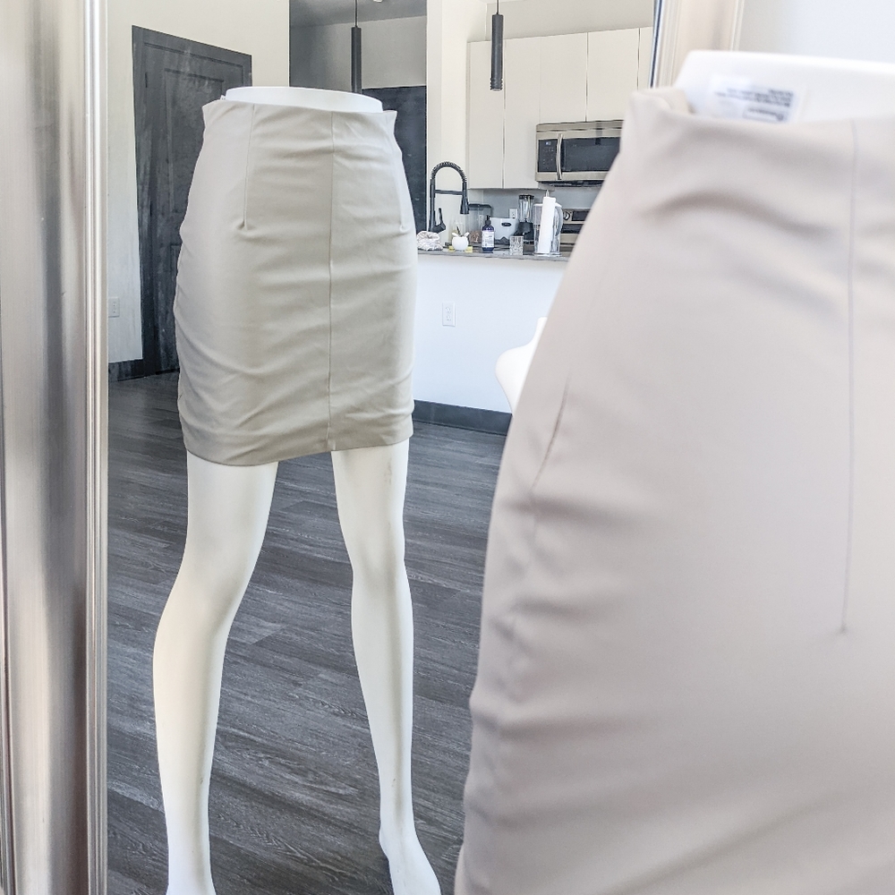 Tan / Grey / Cream leather skirt